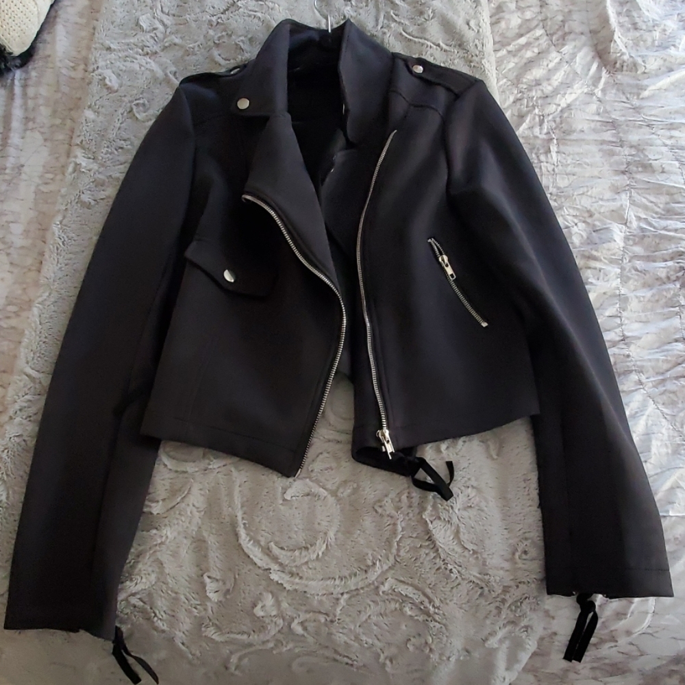 Black faux suede jacket